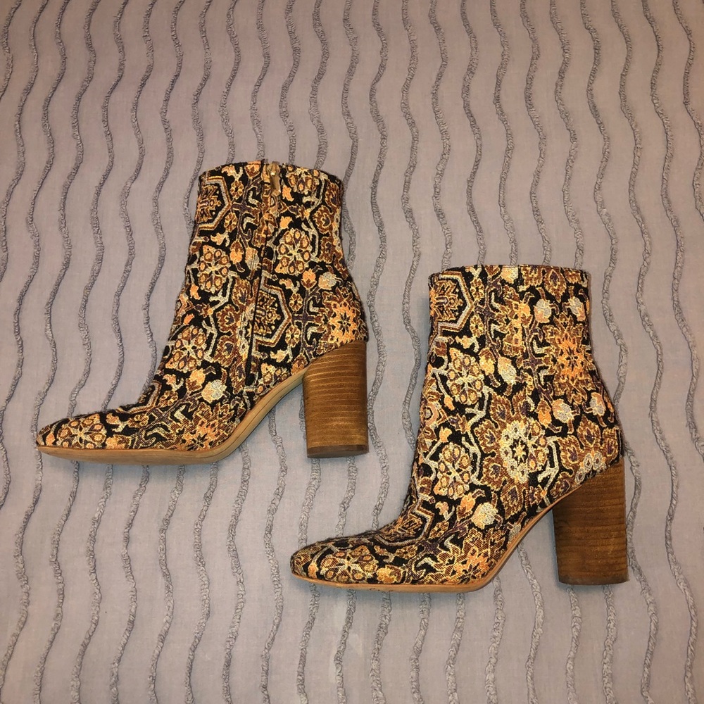 Sam Edelman Embroidered Fabric Boots - Size 8